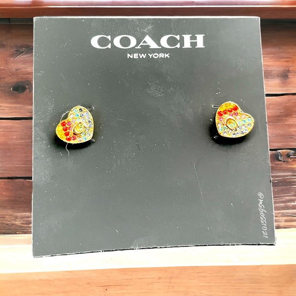 Coach Pave Rainbow Stud Earrings BRAND NEW - Picture 4 of 4